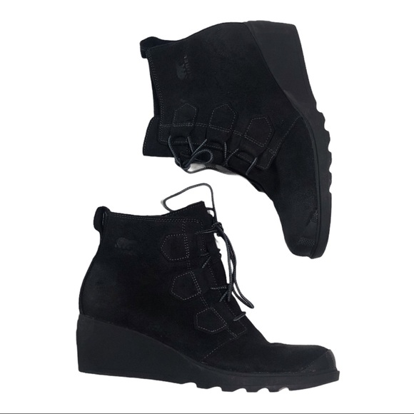 Sorel Shoes - Sorel Black Lace Up Wedge Boots